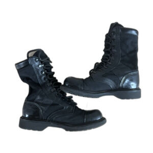 CORCORAN Boots Men 8M Black Leather & Nylon Jump Lace Up COMBAT Hunt Goth